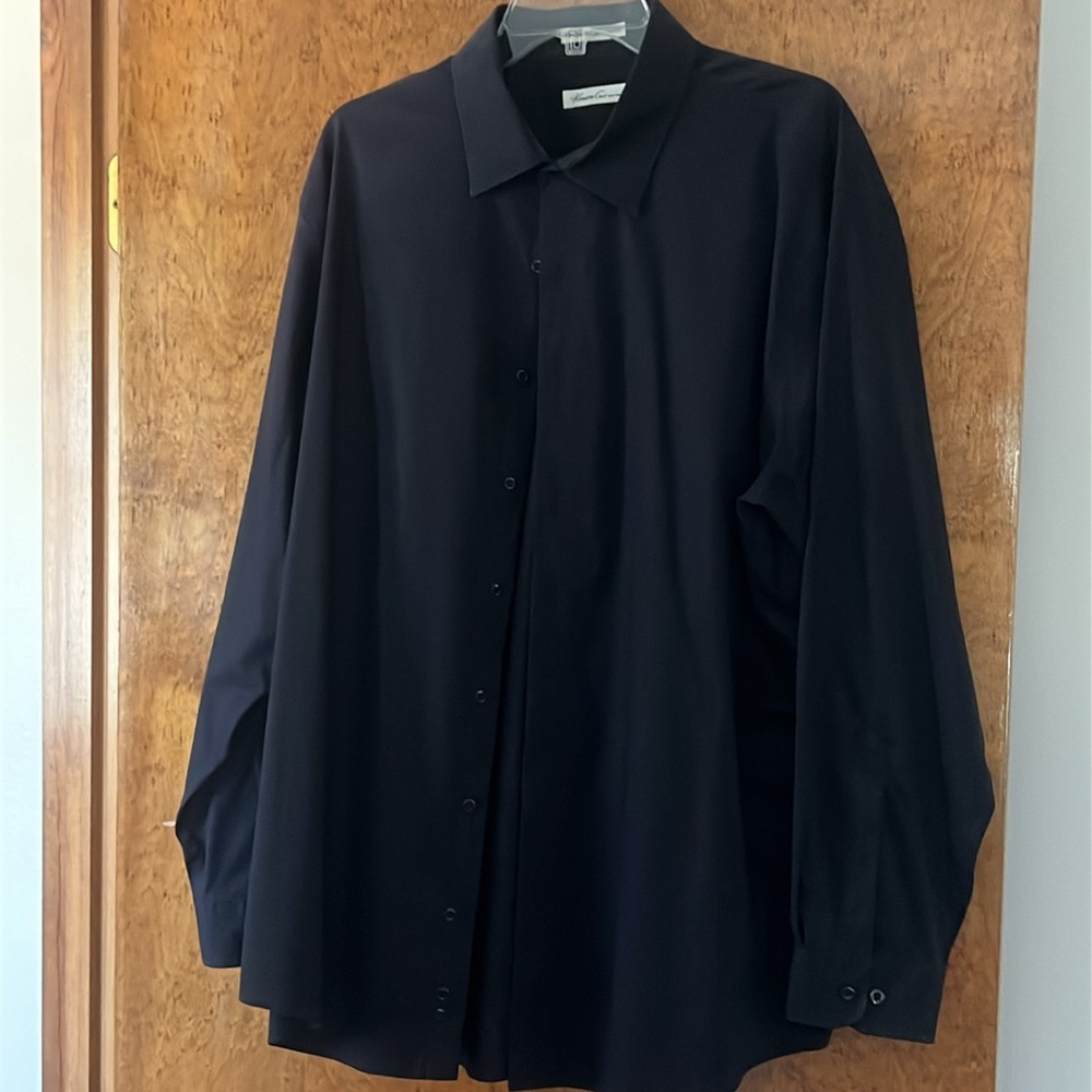 COPY - Kenneth Cole 
Button Down Dress Shirt 18 34/35 Slim Fit Stretch Ribbed